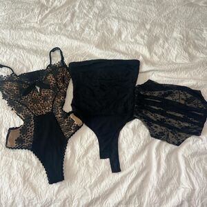 Boutique Women's Black lace Bodysuit & Corset